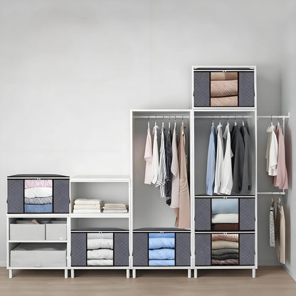 Large Storage Bags – 6 Pack, 90L, with Lids & Zips, Thick Fabric for Bedding & Clothes