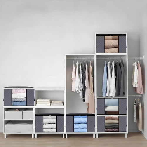 Large Storage Bags – 6 Pack, 90L, with Lids & Zips, Thick Fabric for Bedding & Clothes