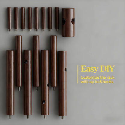 Wood Coat Tree – 8 Hooks, Adjustable, Ideal for Entryway, Bedroom & Office Use