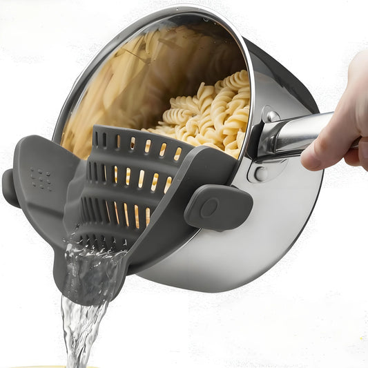 Snap-On Pasta Strainer – Heat Resistant, Space-Saving Colander for Pots & Pans