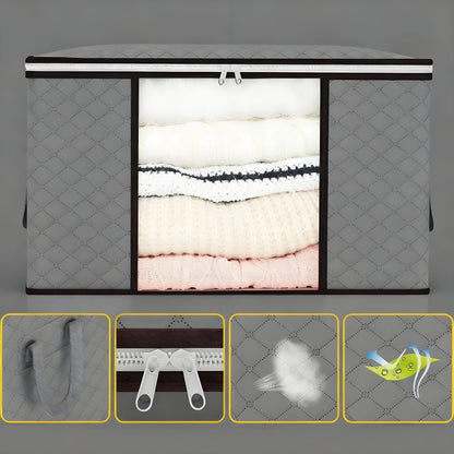 Large Storage Bags – 6 Pack, 90L, with Lids & Zips, Thick Fabric for Bedding & Clothes