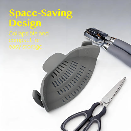 Snap-On Pasta Strainer – Heat Resistant, Space-Saving Colander for Pots & Pans