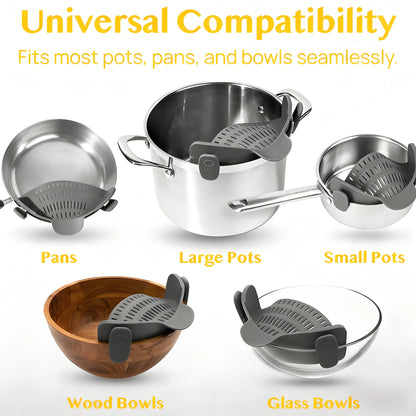 Snap-On Pasta Strainer – Heat Resistant, Space-Saving Colander for Pots & Pans